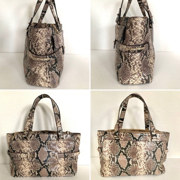 Elaine Turner ‘Ruth’ Leather Python Snakeskin Satchel Bag Purse Tote Handbag ~ - Picture 4 of 16